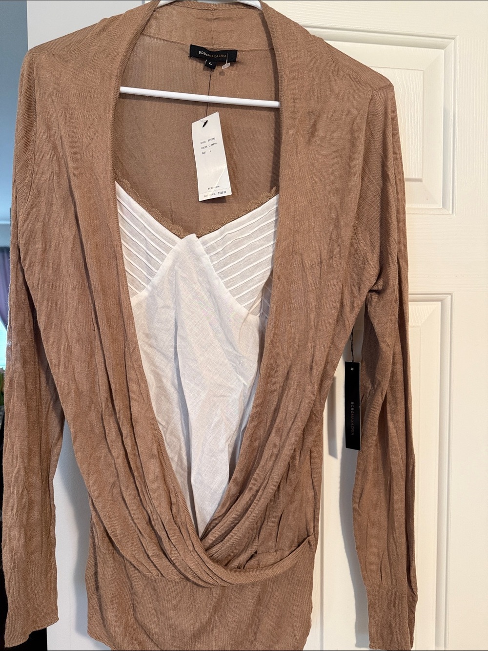 BCBGMaxAzria Taupe Wrap Cardigan